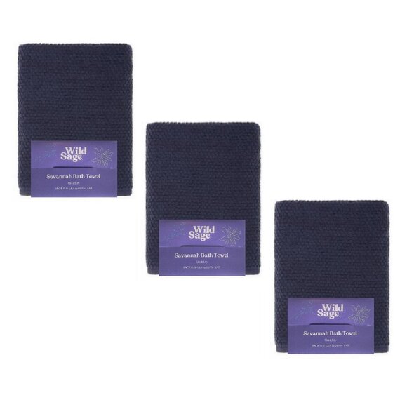 Wild Sage Other - GR8 for DAD 3 Wild Sage Savannah QuickDry 90% Cotton BATH Towels DARK BLUE color